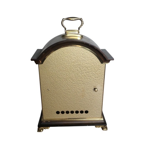 Vintage ZentRa Tempus Fugit wood and brass mantle clock - Picture 3 of 5